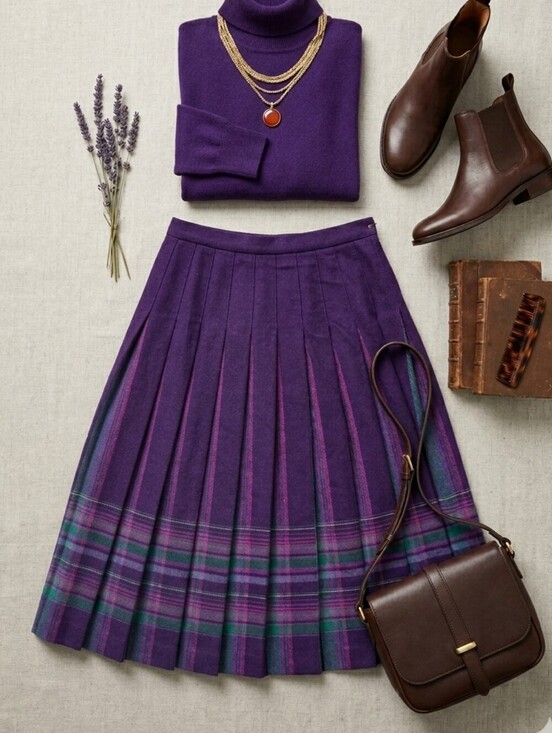 Pendleton Dresses & Skirts - Vintage Pendleton Wool Purple Plaid Pleated Skirt